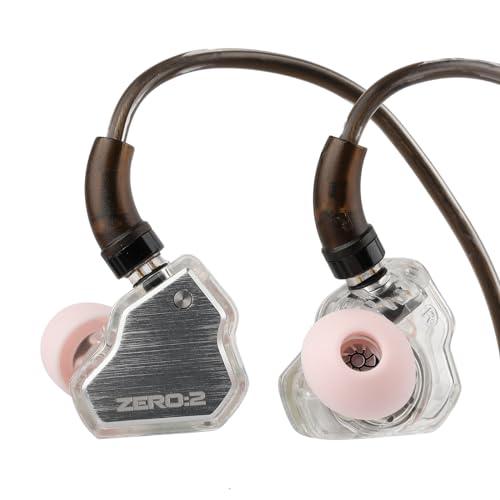 Linsoul 7Hz x Crinacle Zero:2, In Ear Monitor, IEM con Driver Dinamico Aggiornato da 10mm, Cuffie con Cavo, Auricolari per Videogiochi, con Cavo OFC per Musicisti(Senza Mic, Argento)
