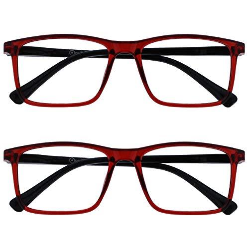 OPULIZE Ink 2 Pacco Occhiali Da Lettura Grande Buio Rosso Uomo Donna Cerniere Molla Rr4-Z +2,50-58 Gr