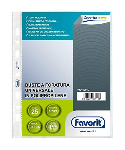 Favorit Buste a Foratura Universale 25 Buste, 14.8 x 21 cm , Trasparente