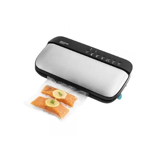 Cecotec Macchina sottovuoto per alimenti Sealvac Steel. 120 W, Pressione 0,9 bar, 4 modalità di funzionamento, compatibile con sacchetti generici, include 5 sacchetti, rotolo per goffratura