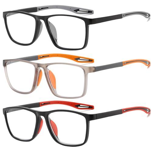 ZXYOO Occhiali da lettura da uomo 3 paia Stile sportivo Comodi e flessibili Lettori di blocco della luce blu per uomo+1.75
