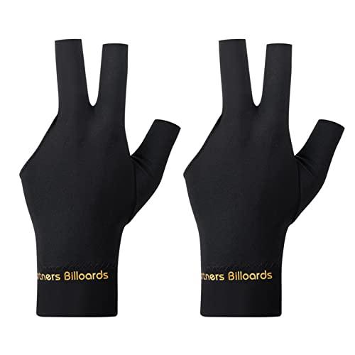 Tokaneit Guanti da Biliardo a Tre Dita per Snooker e Giochi di Carrom, 2 Pezzi Nero