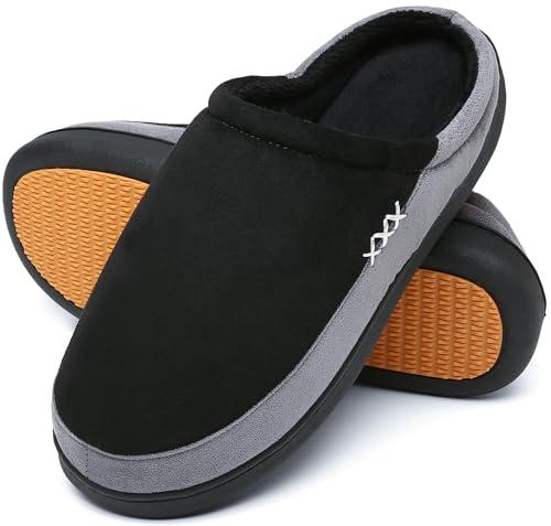Mishansha Pantofole Uomo Invernali Ciabatte Donna Invernali da Casa Ciabatte Pelose Calde Memory Foam Babbucce Nero, Gr.43 EU