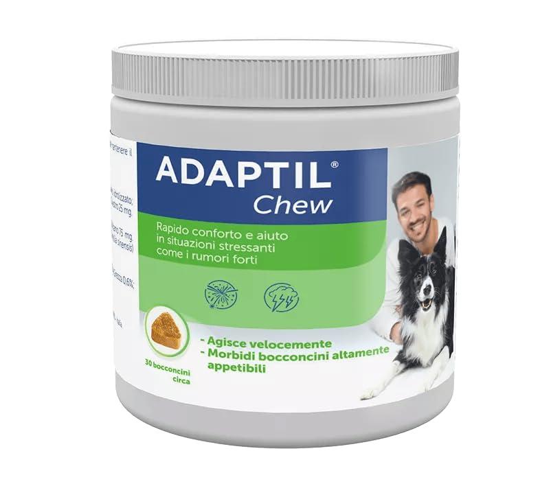 ADAPTIL® Chew - Snack Naturali Calmanti - 30 Pezzi - Tranquillante e Antistress per Cani Agitati Iperattivi, Rilassamento per Viaggi e Momenti Stressanti
