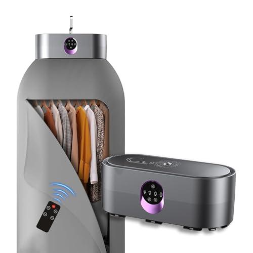 Asciugatrice Elettrico Portatile, Asciugatrice Pieghevole, Sterilizzare UV/Timer 8H/Aria Calda 360°, Mini Asciugatrice Regolabile per Case da Viaggio, Camper e Lavanderia Compatta (Grigio scuro)