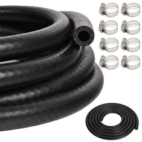 Kit tubo carburante, 1 m tubo carburante Tubo in gomma con ID 4mm Tubo carburante per auto, trattori, moto e piccoli motori con 8 fascette stringitubo (4mmx1m)