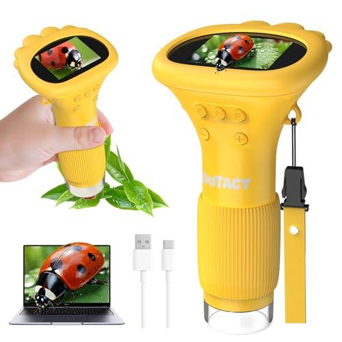 OUTACT Microscopio Digitale Bambini,Microscopio Portatile con 8 LED Regolabili,50-1000X,4 Livelli di Regolazione,con Funzione Foto Video,Giocattoli Educativi STEM da Regalo Educativo per 4-12 Anni