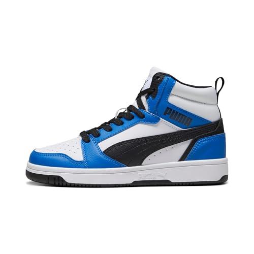PUMA Rebound V6 Mid Jr, Scarpe da ginnastica Unisex - Bambini e ragazzi, Puma White Puma Black Racing Blue, 37 EU