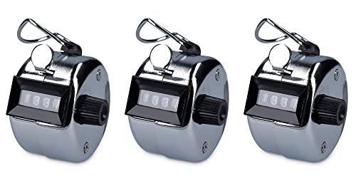 Hsthe Sea Contapassi clicker contatore Manuale 3 Pezzi, contatori manuali, contatore di quantità Meccanico in Metallo Senza Funzionamento a Batteria, per Allenatore Sportivo, Argento