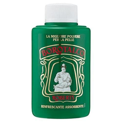 Borotalco Talco Barattolo, Polvere di Talco, Talco in Polvere Multiuso Assorbente e Rinfrescante- per una Pelle Vellutata e Adatto per Uomo, Donna e Bambini, Confezione da 200 gr