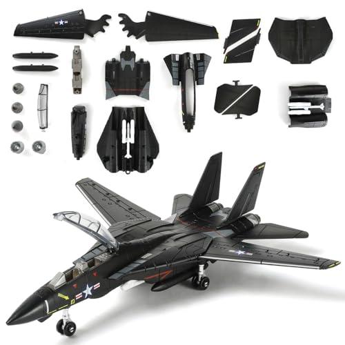 SEBUNAS Kit modello F-14 in scala 1:72 Tomcat Fighter Jet Quick Build (nero) in plastica Millitary F14, modello di aeroplano con supporto, regalo per adulti (36 pezzi)