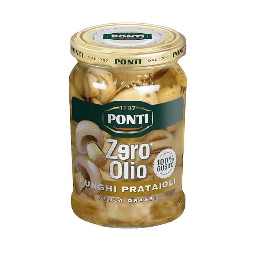 Ponti, Funghi Prataioli Zero Olio, Funghi Champignon Senza Grassi, Ideali per Aperitivi e Antipasto, Tanto Gusto e Leggerezza, 100% Made in Italy, 300 g