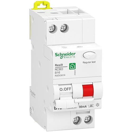 Schneider Electric FI LS RESI9 1P+N 16A B 30MA TIPO A 6KA, R9D01616, Grigio