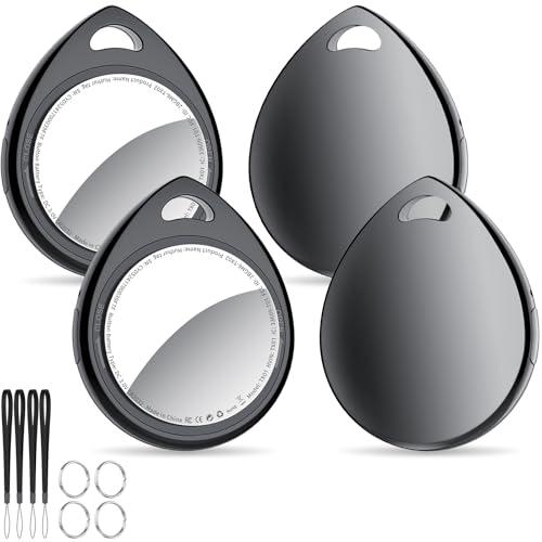 QCOQ® Air Tags 4 Pezzi Locator, Smart Tracker Bluetooth Compatibile con Apple Dov’è App (solo iOS), Localizzatore Chiavi fino a 100dB con Batteria Sostituibile per Chiavi/Bagagli/Valigie/Portafogli