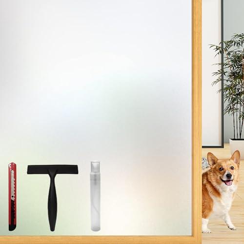 Lovepea Pellicola per Vetri Finestre Privacy - Con Strumenti di Installazione, Adesivo Statico, Controllo del Calore, Protezione UV, Ideale per Porte di Uffici Casa o Bagno (Bianco Opaco, 44.5x200cm)