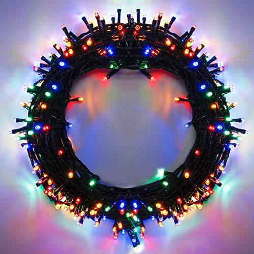 Luce di Natale 120 LEDs 15m Stringa Luci, Interno da Esterno Funzione di Memoria con 8 Modalità Estensibile Natalizie Catene Luminose Decorazione per Domestici Alberi Halloween Festa Nozze - Colorato