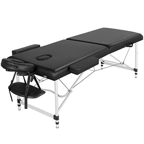 Yaheetech Lettino da Massaggio Pieghevole Portatile Professionale a 2 Zone Alluminio 213 x 70 cm per Fisioterapia Portata 250 kg Altezza Regolabile Poggiatesta e Briaccioli Rimovibili con Borsa
