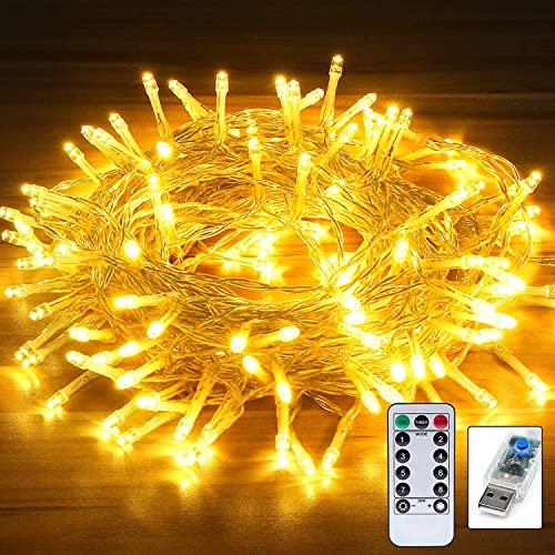 LED Catena Luminosa, 13M 130 LED Luci di Natale 8 Modalità Impermeabile IP65 Catena Luminosa Stringa Luci LED da Esterni ed Interni, Decorare Casa, Albero, Giardino, Festa, Matrimonio, Bar, Natale