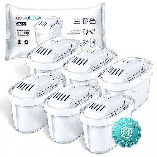 Aquafloow Maxi Set Di 6x Cartucce Filtranti Per Acqua | Adatto A Tutte Le Caraffe BRITA e DAFI Con Filtri UNIMAX | Compatibile Con BRITA Maxtra+, Style, Marella, Elemaris, XL, Fun