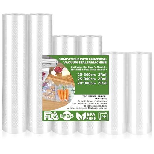Buste sottovuoto per alimenti,Rullo sottovuoto per alimenti, adatto a tutte le macchine sottovuoto, per la conservazione e la cottura degli alimenti, senza BPA (28/25/20 x 300 cm)