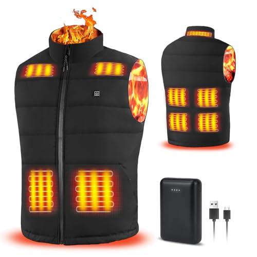 Rrtizan Gilet Riscaldato con 10000mAh Batteria, Giacca Riscaldata Elettrica USB per uomini e donne, 9 Cuscinetti Termici, Giacca Riscaldata Impermeabile Invernale Calda e Lavabile, 805-L
