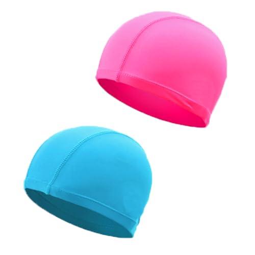 2 Pcs Cuffia da Nuoto, Cuffia da Nuoto Unisex Cuffia da Nuoto per Donne Uomini Elastici Nero Cuffia da Nuoto in Tessuto Cuffia da Nuoto per Adulti