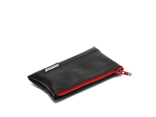 MNMUR Porta Spiccioli Uomo piccolo, tascabile, slim, mini in camera d'aria usata delle biciclette con zip rossa fatto a mano - Borsellino Spiccioli Uomo, Ragazzo, Bambino di Dimensioni CM 10x6