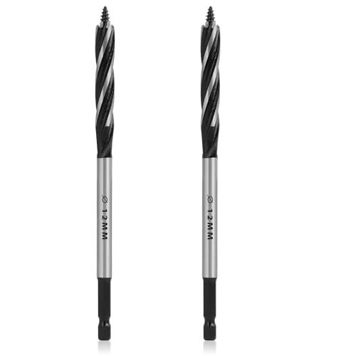 2PCS Punte per Legno Professionali 12mm x 165mm, Punta Autoalimentata in Acciaio al Carbonio con Gambo Esagonale da 1/4 Pollice, Trivella a Spirale per Trapano Elettrico e Lavorazione del Legno