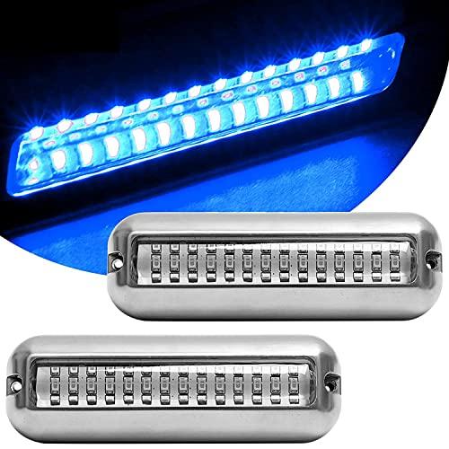 Greluma 2Pz 42LED luci a LED subacquee per pontoni marini e luce di poppa e coperta in acciaio inossidabile IP68 impermeabili a LED-Blu