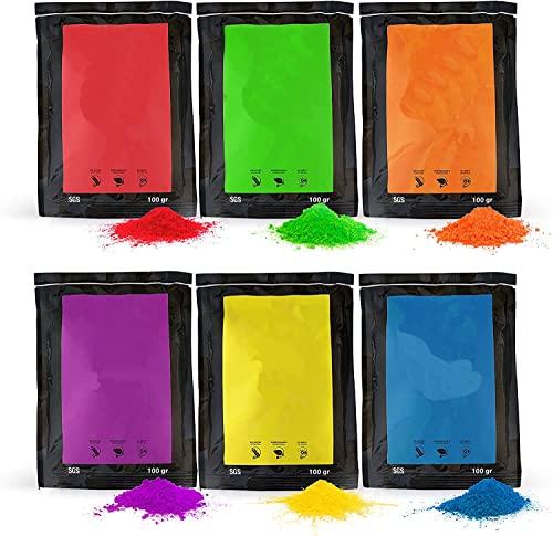 ANFEL POLVERE COLORATA HOLI - Polveri Holi pacco 600g - 6 sacchetti da 100 grammi - 6 Colori