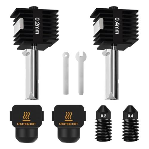Esclusivo Kit Hotend Hossom 2 Pezzi per Bambu Lab A1 / A1 Mini - Upgrade Prestazioni con Ugelli 0.2mm e 0.4mm | Ricambio Completo Testina Stampa e Blocco Riscaldante per Stampanti 3D Bambulab