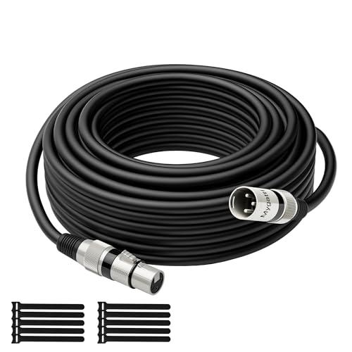 Mygatti Cavo per microfono XLR Bilanciato 40M(nero),da maschio a femmina,schermatura a 3 pin,cavo patch DMX,con soppressione EMI e RFI,compatibile con amplificatore，altoparlante+10 fascette per cavi