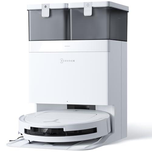 ECOVACS DEEBOT T50 OMNI Robot Aspirapolvere Lavapavimenti, (Migliorato da T30 PRO), 15000 Pa, Spazzola Laterale Estensibile e Lavapavimenti, lavaggio con acqua calda a 75 ℃, Ultrasottile 81 mm, Bianco