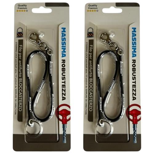 FLLAGG20 2X Laccio Block Shaft Nero Laccetto per Chiave Blockshaft Auto Portachiavi Lungo 38 cm in Silicone con Moschettone KeyChain Ganci per Bloccasterzo compatibile con Antifurto Catena per chiavi