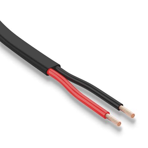 AOHEWEI Cavo Piatto 2×2,5mm² 2 conduttori in Rame per Applicazioni elettriche 5V 12V 24V 60V, Cavo Auto e Barca a Parete Sottile Rosso/Nero 5/10/20/50 Metri
