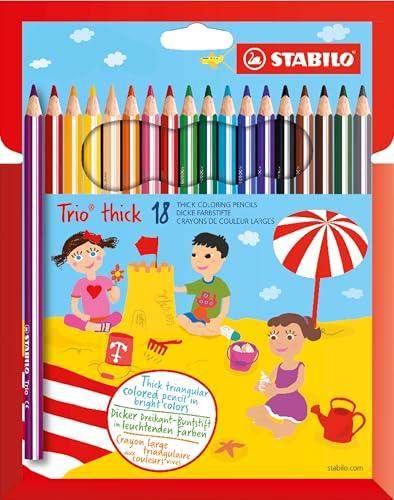 STABILO Trio thick - Matita colorata triangolare - Astuccio da 18 - Colori assortiti