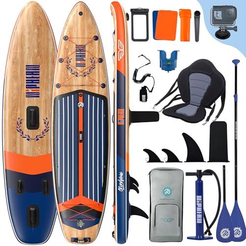 Niphean (Extra Grande) Tavola SUP Gonfiabile per 2+1 Persone/Famiglia, Stand Up Paddle Board con (Facile per Principianti) Ala Bilanciata, Custodia Impermeabile, SUP Gonfiabile Adulti, Idee Regalo