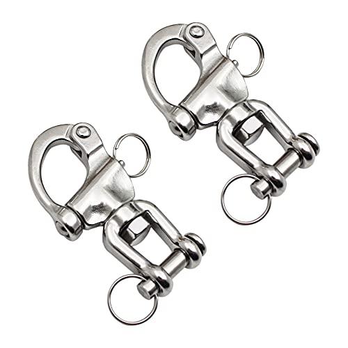 Pamtns Moschettone Girevole 2 Pezzi Moschettoni Acciaio Inox 316 Moschettone Inox Grillo con Moschettone Sgancio Rapido Moschettone per Barca Moschettoni Girevole per Barche a Vela 70 mm