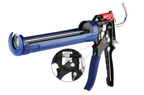 WORKPRO Pistola Silicone per Cartucce Fino a 310ml, Rotazione 360°, con Rapporto di Spinta 9:1 e 18:1, Adatto per Adesivi Edili, Acrilici e Siliconici ecc