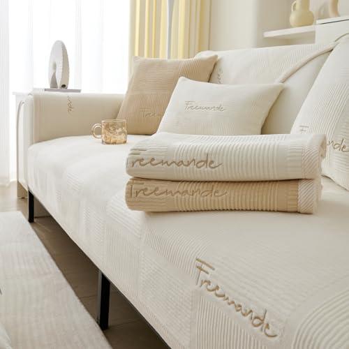 TOPCHANCES Copridivano 3 Posti Velluto Latte,2024 Universale Copridivano Antiscivolo Adatto Animali Domestici Copertura Protettiva Per Divano Del Copridivani Soggiorno(Bianco，70×90cm 1Pcs