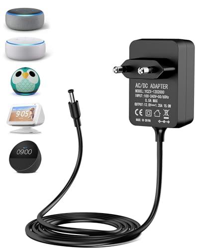 RENGOGA Alimentatore di corrente da 15 W per Echo Dot (3ª/4ª gen.) Echo Dot con orologio Kids Edition (3ª/4ª gen.) Echo Show 5 (1ª/2ª gen.) Echo Spot e Fire TV Cube Caricatore Caricabatterie