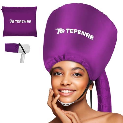 TEPENAR Cappello Asciugacapelli per Asciugacapelli a Mano - Morbido e regolabile, asciugatura rapida, ideale per capelli ricci e naturali - Riduce i tempi di asciugatura a casa - Viola