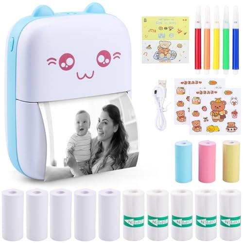 TAVADA Mini Stampante Fotografica,Mini stampante tascabile,Portatile Termica con 13 Rotoli di Carta Termica,immagine per foto, stampa di ricevute,per Android IOS