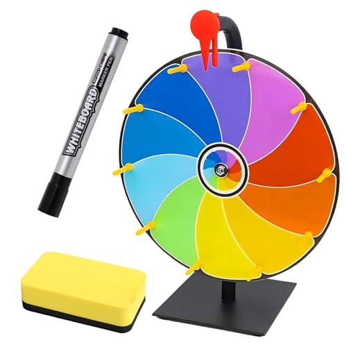 Ruota della fortuna - Ruota da 30 cm per fai da te con 10 scomparti, include pennarello e gomma, ruota da gioco perfetta per feste, pub, fiere e carnevale