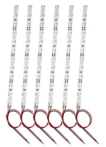 HUAZIZ 6 Pezzi Precablato Bianco Caldo Striscia Led 3528 SMD 12- LED Luce Autoadesiva 12 V ~ 18 V 35CM per il modello treno layout led per modellismo