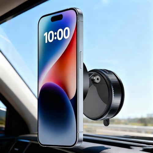 Supporto magnetico da auto con forte ventosa, supporto regolabile a 360° per tutti gli smartphone MagSafe e magnetici
