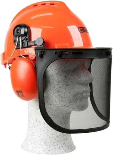 Oregon Yukon Casco di Sicurezza con Cuffie Antirumore e Visiera in Rete, Ideale per Lavori con Motosega e Decespugliatore