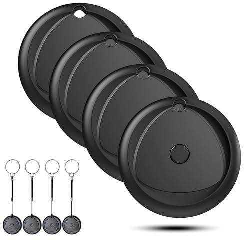 Air Tag Smart Tracker Smart tag-4 pezzi, Funziona con Apple Dov'è (Solo iOS), Localizzatore GPS, Batteria Sostituibile, Impermeabile IP67, 80dB Bip, Trova chiavi/bagagli/zaini/animali domestici, Nero
