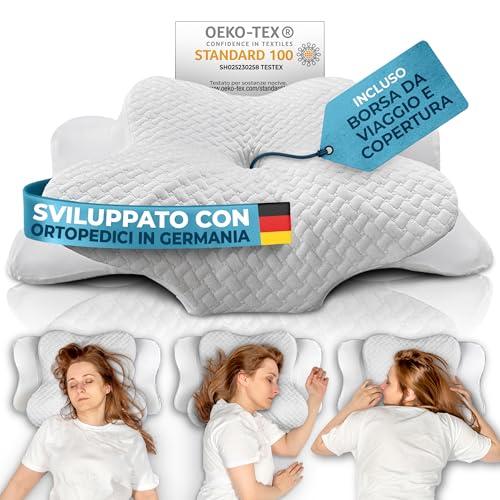 Glückstoff® Cuscino Per Cervicale [PER TUTTI I TIPI DI SONNO] - Cuscino Cervicale Per Dormire - Cuscini Ortopedico & Ergonomico Memory Foam - Morbido Cuscino Posturale Antirussamento - Neck Pillow