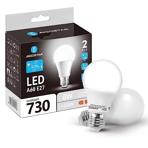 Aigostar Lampadina LED Sensore Crepuscolare, E27 Lampadina Con Sensore (6500K)